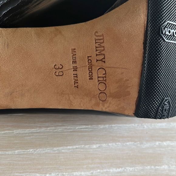 Jimmy Choo Nova Peep-Toe Leather Slingback Platform Pumps Black size 39 - Picture 12 of 14